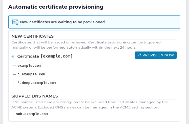 ACME new certificates