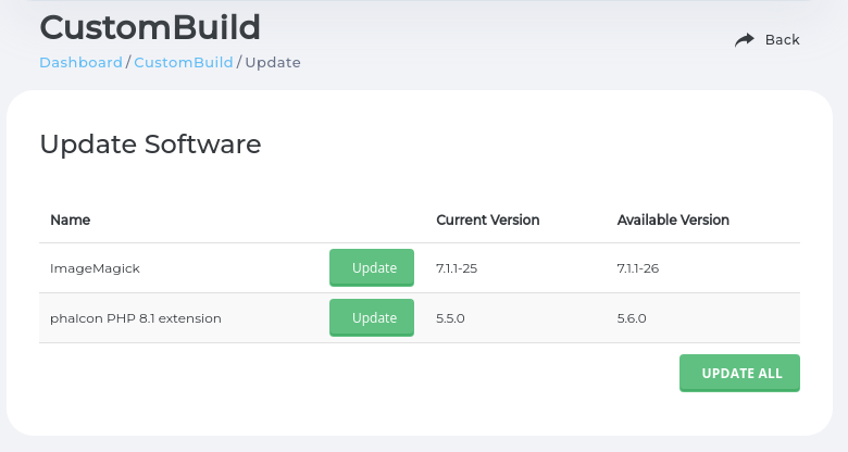 CustomBuild Software updates