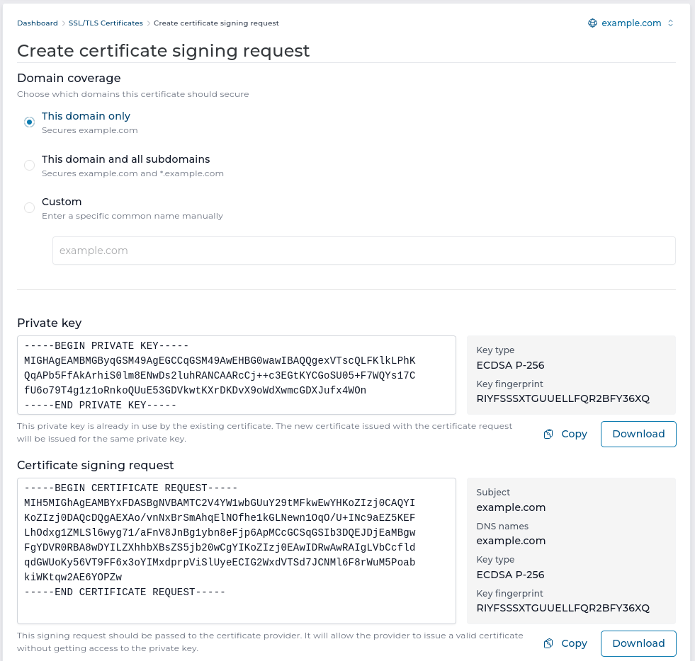 Create certificate signing request