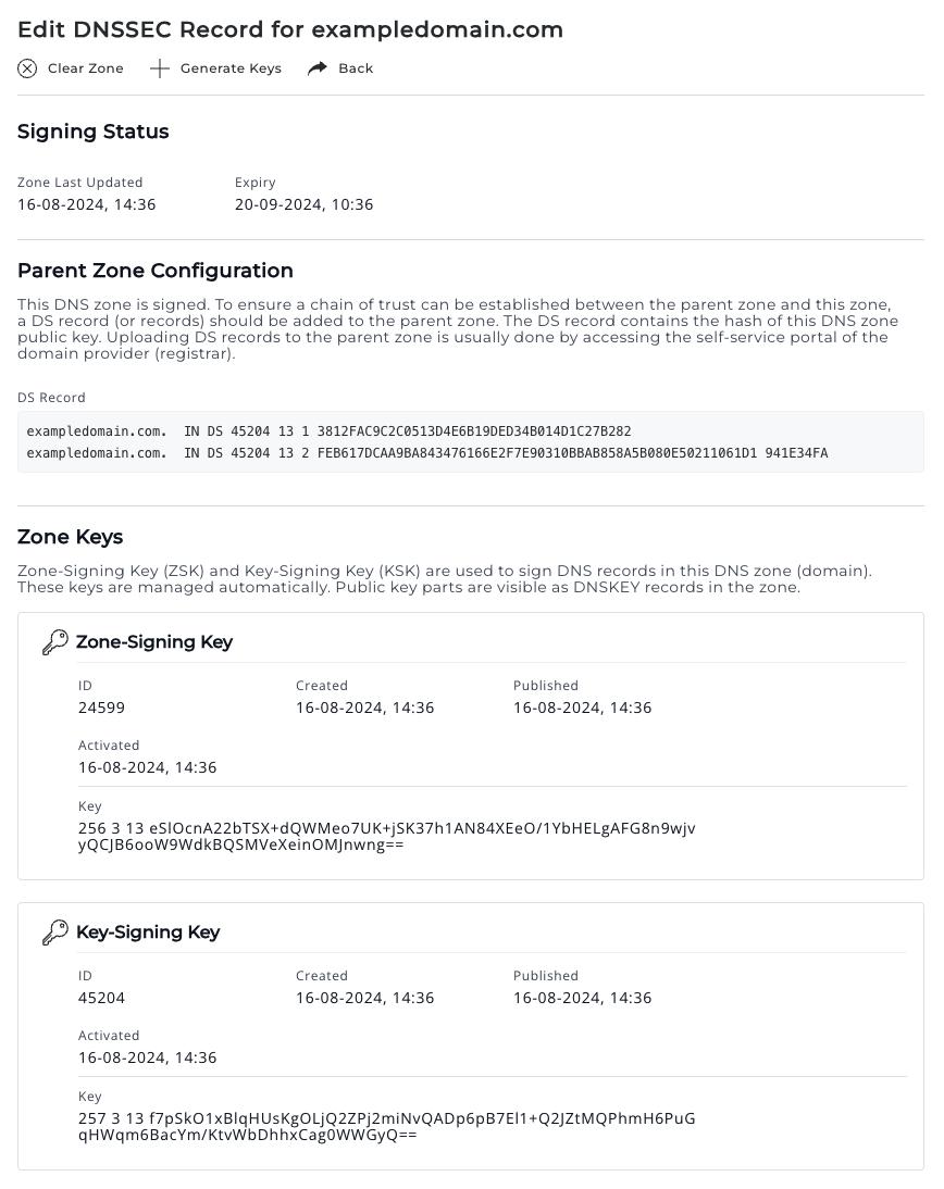 DNSSEC Page Example