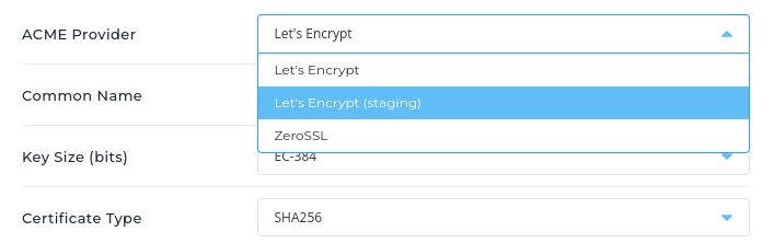 Let's Encrypt staging