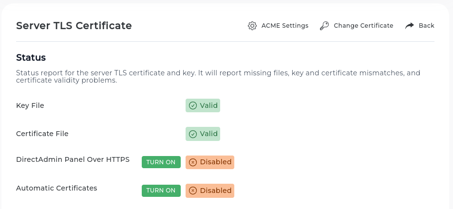 Server TLS Certificate Status