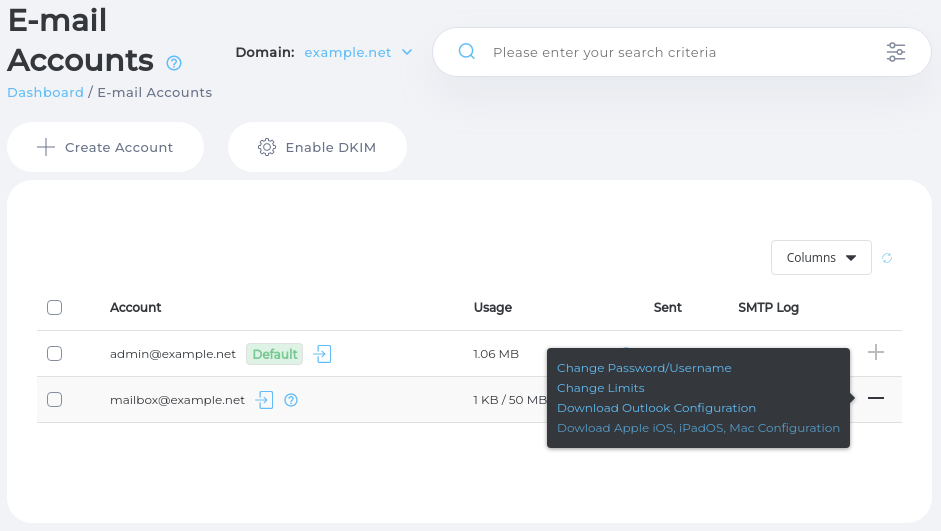 Email configuration for Apple devices