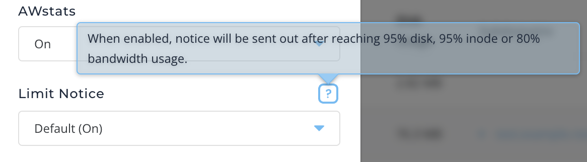 Limit notice hint
