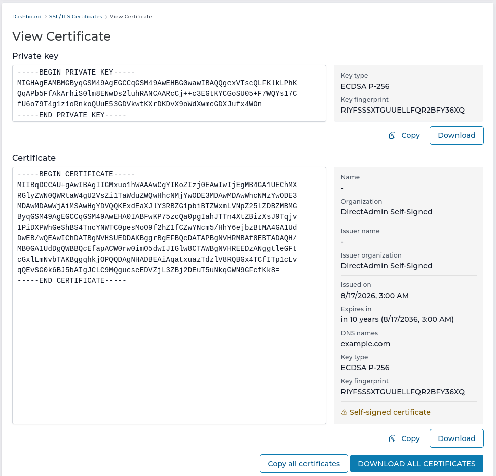 View certificate